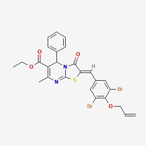 molecular formula C26H22Br2N2O4S B3877125 ethyl 2-[4-(allyloxy)-3,5-dibromobenzylidene]-7-methyl-3-oxo-5-phenyl-2,3-dihydro-5H-[1,3]thiazolo[3,2-a]pyrimidine-6-carboxylate 