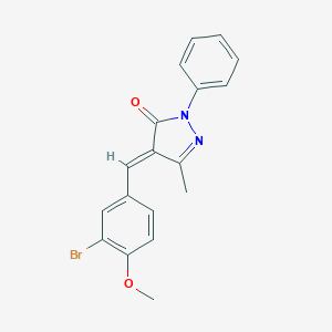 molecular formula C18H15BrN2O2 B387714 (4E)-4-(3-Bromo-4-methoxybenzylidene)-5-methyl-2-phenyl-2,4-dihydro-3H-pyrazol-3-one CAS No. 292160-97-5