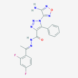 molecular formula C19H14F2N8O2 B387716 1-(4-amino-1,2,5-oxadiazol-3-yl)-N'-[(1E)-1-(2,4-difluorophenyl)ethylidene]-5-phenyl-1H-1,2,3-triazole-4-carbohydrazide 