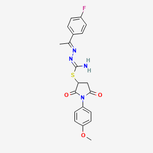 1-(4-methoxyphenyl)-2,5-dioxo-3-pyrrolidinyl 2-[1-(4-fluorophenyl)ethylidene]hydrazinecarbimidothioate