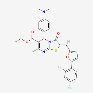 ethyl 2-{[5-(2,4-dichlorophenyl)-2-furyl]methylene}-5-[4-(dimethylamino)phenyl]-7-methyl-3-oxo-2,3-dihydro-5H-[1,3]thiazolo[3,2-a]pyrimidine-6-carboxylate