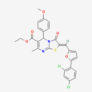 ethyl 2-{[5-(2,4-dichlorophenyl)-2-furyl]methylene}-5-(4-methoxyphenyl)-7-methyl-3-oxo-2,3-dihydro-5H-[1,3]thiazolo[3,2-a]pyrimidine-6-carboxylate