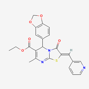 molecular formula C23H19N3O5S B3877212 ethyl 5-(1,3-benzodioxol-5-yl)-7-methyl-3-oxo-2-(3-pyridinylmethylene)-2,3-dihydro-5H-[1,3]thiazolo[3,2-a]pyrimidine-6-carboxylate 