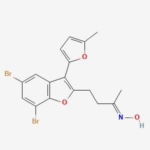 molecular formula C17H15Br2NO3 B3877231 4-[5,7-dibromo-3-(5-methyl-2-furyl)-1-benzofuran-2-yl]-2-butanone oxime 