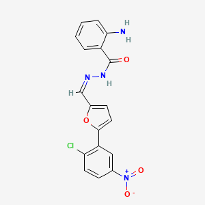 molecular formula C18H13ClN4O4 B3877244 2-amino-N'-{[5-(2-chloro-5-nitrophenyl)-2-furyl]methylene}benzohydrazide 