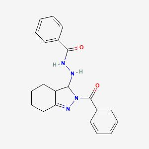 molecular formula C21H22N4O2 B3877253 N'-(2-benzoyl-3,3a,4,5,6,7-hexahydro-2H-indazol-3-yl)benzohydrazide 