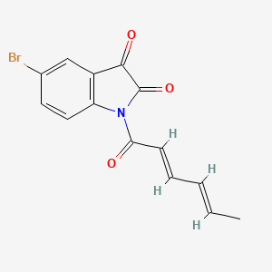 molecular formula C14H10BrNO3 B3877257 5-bromo-1-(2,4-hexadienoyl)-1H-indole-2,3-dione 