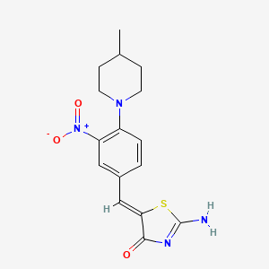 molecular formula C16H18N4O3S B3877291 2-imino-5-[4-(4-methyl-1-piperidinyl)-3-nitrobenzylidene]-1,3-thiazolidin-4-one 