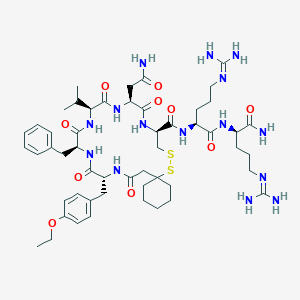 molecular formula C52H79N15O10S2 B038773 (10S,13S,16S,19S,22R)-N-[(2S)-1-[[(2R)-1-Amino-5-(diaminomethylideneamino)-1-oxopentan-2-yl]amino]-5-(diaminomethylideneamino)-1-oxopentan-2-yl]-13-(2-amino-2-oxoethyl)-19-benzyl-22-[(4-ethoxyphenyl)methyl]-12,15,18,21,24-pentaoxo-16-propan-2-yl-7,8-dithia-11,14,17,20,23-pentazaspiro[5.19]pentacosane-10-carboxamide CAS No. 119902-13-5