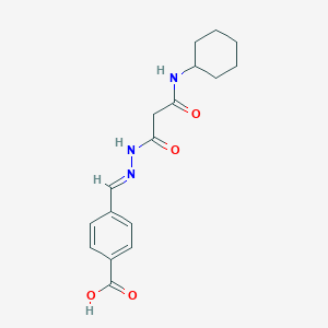 molecular formula C17H21N3O4 B3877316 4-{2-[3-(cyclohexylamino)-3-oxopropanoyl]carbonohydrazonoyl}benzoic acid 