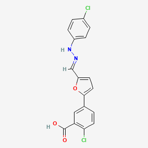 molecular formula C18H12Cl2N2O3 B3877363 2-chloro-5-{5-[2-(4-chlorophenyl)carbonohydrazonoyl]-2-furyl}benzoic acid 