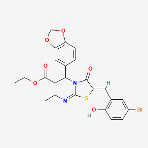 molecular formula C24H19BrN2O6S B3877404 ethyl 5-(1,3-benzodioxol-5-yl)-2-(5-bromo-2-hydroxybenzylidene)-7-methyl-3-oxo-2,3-dihydro-5H-[1,3]thiazolo[3,2-a]pyrimidine-6-carboxylate 
