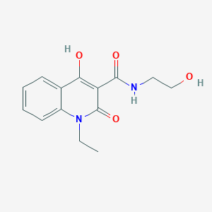 molecular formula C14H16N2O4 B3877412 1-ethyl-4-hydroxy-N-(2-hydroxyethyl)-2-oxo-1,2-dihydro-3-quinolinecarboxamide 