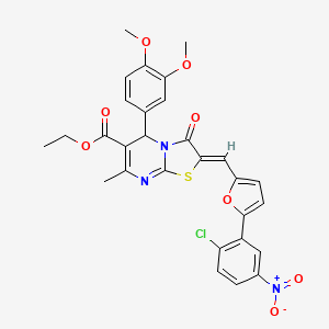 ethyl 2-{[5-(2-chloro-5-nitrophenyl)-2-furyl]methylene}-5-(3,4-dimethoxyphenyl)-7-methyl-3-oxo-2,3-dihydro-5H-[1,3]thiazolo[3,2-a]pyrimidine-6-carboxylate