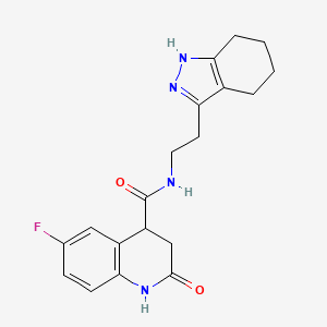 molecular formula C19H21FN4O2 B3877467 6-fluoro-2-oxo-N-[2-(4,5,6,7-tetrahydro-2H-indazol-3-yl)ethyl]-1,2,3,4-tetrahydroquinoline-4-carboxamide 