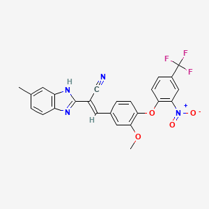 molecular formula C25H17F3N4O4 B3877495 3-{3-methoxy-4-[2-nitro-4-(trifluoromethyl)phenoxy]phenyl}-2-(5-methyl-1H-benzimidazol-2-yl)acrylonitrile 