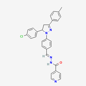 molecular formula C29H24ClN5O B3877504 N'-{4-[5-(4-chlorophenyl)-3-(4-methylphenyl)-4,5-dihydro-1H-pyrazol-1-yl]benzylidene}isonicotinohydrazide 