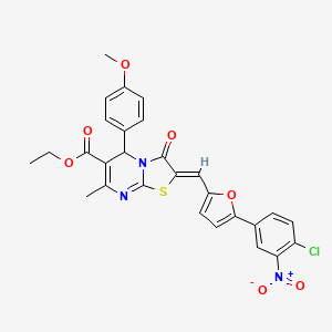 molecular formula C28H22ClN3O7S B3877527 ethyl 2-{[5-(4-chloro-3-nitrophenyl)-2-furyl]methylene}-5-(4-methoxyphenyl)-7-methyl-3-oxo-2,3-dihydro-5H-[1,3]thiazolo[3,2-a]pyrimidine-6-carboxylate 