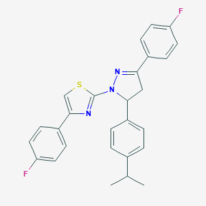 molecular formula C27H23F2N3S B387753 4-(4-fluorophenyl)-2-[3-(4-fluorophenyl)-5-(4-isopropylphenyl)-4,5-dihydro-1H-pyrazol-1-yl]-1,3-thiazole 