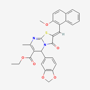 molecular formula C29H24N2O6S B3877537 ethyl 5-(1,3-benzodioxol-5-yl)-2-[(2-methoxy-1-naphthyl)methylene]-7-methyl-3-oxo-2,3-dihydro-5H-[1,3]thiazolo[3,2-a]pyrimidine-6-carboxylate 