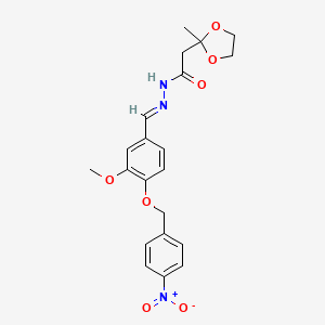 molecular formula C21H23N3O7 B3877547 N'-{3-methoxy-4-[(4-nitrobenzyl)oxy]benzylidene}-2-(2-methyl-1,3-dioxolan-2-yl)acetohydrazide 