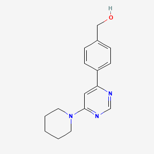 molecular formula C16H19N3O B3877566 {4-[6-(1-piperidinyl)-4-pyrimidinyl]phenyl}methanol 