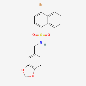 molecular formula C18H14BrNO4S B3877583 N-(1,3-benzodioxol-5-ylmethyl)-4-bromo-1-naphthalenesulfonamide 