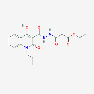 molecular formula C18H21N3O6 B3877636 ethyl 3-{2-[(4-hydroxy-2-oxo-1-propyl-1,2-dihydro-3-quinolinyl)carbonyl]hydrazino}-3-oxopropanoate 