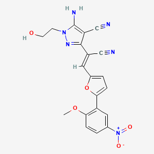 molecular formula C20H16N6O5 B3877661 5-amino-3-{1-cyano-2-[5-(2-methoxy-5-nitrophenyl)-2-furyl]vinyl}-1-(2-hydroxyethyl)-1H-pyrazole-4-carbonitrile 