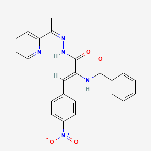 molecular formula C23H19N5O4 B3877728 N-[2-(4-nitrophenyl)-1-({2-[1-(2-pyridinyl)ethylidene]hydrazino}carbonyl)vinyl]benzamide 