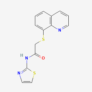 molecular formula C14H11N3OS2 B3877733 2-(8-quinolinylthio)-N-1,3-thiazol-2-ylacetamide 