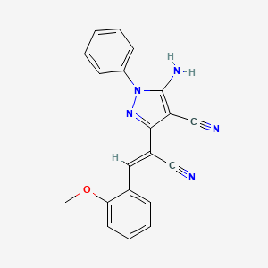 molecular formula C20H15N5O B3877759 5-amino-3-[1-cyano-2-(2-methoxyphenyl)vinyl]-1-phenyl-1H-pyrazole-4-carbonitrile 