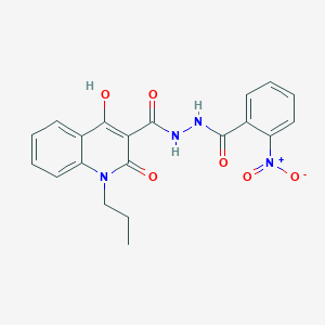 molecular formula C20H18N4O6 B3877775 4-hydroxy-N'-(2-nitrobenzoyl)-2-oxo-1-propyl-1,2-dihydro-3-quinolinecarbohydrazide 