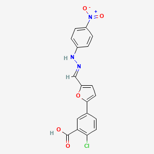 molecular formula C18H12ClN3O5 B3877815 2-chloro-5-{5-[2-(4-nitrophenyl)carbonohydrazonoyl]-2-furyl}benzoic acid 