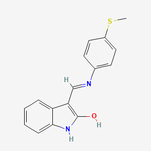 molecular formula C16H14N2OS B3877816 3-({[4-(methylthio)phenyl]amino}methylene)-1,3-dihydro-2H-indol-2-one 