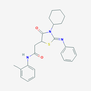 molecular formula C24H27N3O2S B387783 2-[3-cyclohexyl-4-oxo-2-(phenylimino)-1,3-thiazolan-5-yl]-N~1~-(2-methylphenyl)acetamide 
