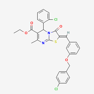molecular formula C30H24Cl2N2O4S B3877834 ethyl 2-{3-[(4-chlorobenzyl)oxy]benzylidene}-5-(2-chlorophenyl)-7-methyl-3-oxo-2,3-dihydro-5H-[1,3]thiazolo[3,2-a]pyrimidine-6-carboxylate 