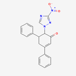 molecular formula C20H16N4O3 B3877851 6-(3-nitro-1H-1,2,4-triazol-1-yl)-3,5-diphenyl-2-cyclohexen-1-one 