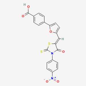 4-(5-{[3-(4-nitrophenyl)-4-oxo-2-thioxo-1,3-thiazolidin-5-ylidene]methyl}-2-furyl)benzoic acid
