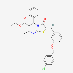 molecular formula C30H25ClN2O4S B3877889 ethyl 2-{3-[(4-chlorobenzyl)oxy]benzylidene}-7-methyl-3-oxo-5-phenyl-2,3-dihydro-5H-[1,3]thiazolo[3,2-a]pyrimidine-6-carboxylate 