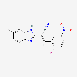 molecular formula C17H11FN4O2 B3877927 3-(2-fluoro-5-nitrophenyl)-2-(5-methyl-1H-benzimidazol-2-yl)acrylonitrile 