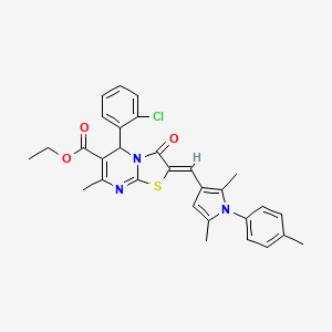 molecular formula C30H28ClN3O3S B3877954 ethyl 5-(2-chlorophenyl)-2-{[2,5-dimethyl-1-(4-methylphenyl)-1H-pyrrol-3-yl]methylene}-7-methyl-3-oxo-2,3-dihydro-5H-[1,3]thiazolo[3,2-a]pyrimidine-6-carboxylate 