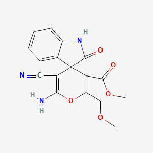 molecular formula C17H15N3O5 B3877970 methyl 6'-amino-5'-cyano-2'-(methoxymethyl)-2-oxo-1,2-dihydrospiro[indole-3,4'-pyran]-3'-carboxylate 