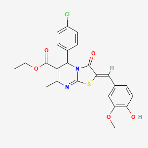 molecular formula C24H21ClN2O5S B3877977 ethyl 5-(4-chlorophenyl)-2-(4-hydroxy-3-methoxybenzylidene)-7-methyl-3-oxo-2,3-dihydro-5H-[1,3]thiazolo[3,2-a]pyrimidine-6-carboxylate 