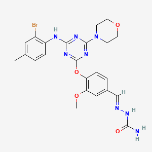 molecular formula C23H25BrN8O4 B3878003 4-{[4-[(2-bromo-4-methylphenyl)amino]-6-(4-morpholinyl)-1,3,5-triazin-2-yl]oxy}-3-methoxybenzaldehyde semicarbazone 