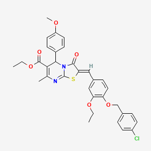 ethyl 2-{4-[(4-chlorobenzyl)oxy]-3-ethoxybenzylidene}-5-(4-methoxyphenyl)-7-methyl-3-oxo-2,3-dihydro-5H-[1,3]thiazolo[3,2-a]pyrimidine-6-carboxylate