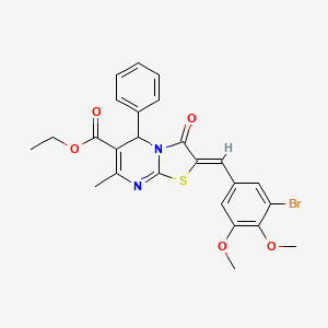 molecular formula C25H23BrN2O5S B3878058 ethyl 2-(3-bromo-4,5-dimethoxybenzylidene)-7-methyl-3-oxo-5-phenyl-2,3-dihydro-5H-[1,3]thiazolo[3,2-a]pyrimidine-6-carboxylate 