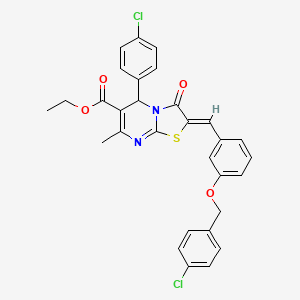 molecular formula C30H24Cl2N2O4S B3878065 ethyl 2-{3-[(4-chlorobenzyl)oxy]benzylidene}-5-(4-chlorophenyl)-7-methyl-3-oxo-2,3-dihydro-5H-[1,3]thiazolo[3,2-a]pyrimidine-6-carboxylate 