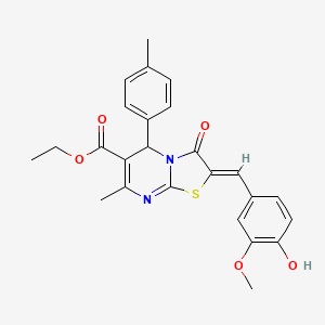 ethyl 2-(4-hydroxy-3-methoxybenzylidene)-7-methyl-5-(4-methylphenyl)-3-oxo-2,3-dihydro-5H-[1,3]thiazolo[3,2-a]pyrimidine-6-carboxylate