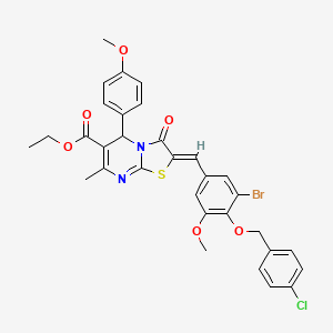 molecular formula C32H28BrClN2O6S B3878098 ethyl 2-{3-bromo-4-[(4-chlorobenzyl)oxy]-5-methoxybenzylidene}-5-(4-methoxyphenyl)-7-methyl-3-oxo-2,3-dihydro-5H-[1,3]thiazolo[3,2-a]pyrimidine-6-carboxylate 